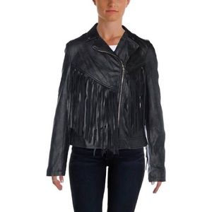 AQUA Fringe Faux Leather Jacket